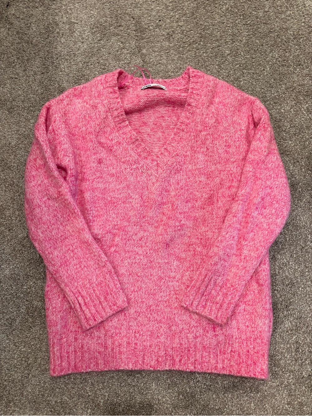 Zara Pink Marled V-Neck Sweater